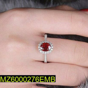 Luxury Oval Zircon Adjustable Ring for Women – Silver Rhodium Plated Elegant Party & Daily Wear Jewelry